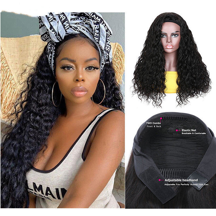 Brazilian Water Wave Headband Human Hair Wigs Brazilian Water Wave Headband Human Hair Wigs